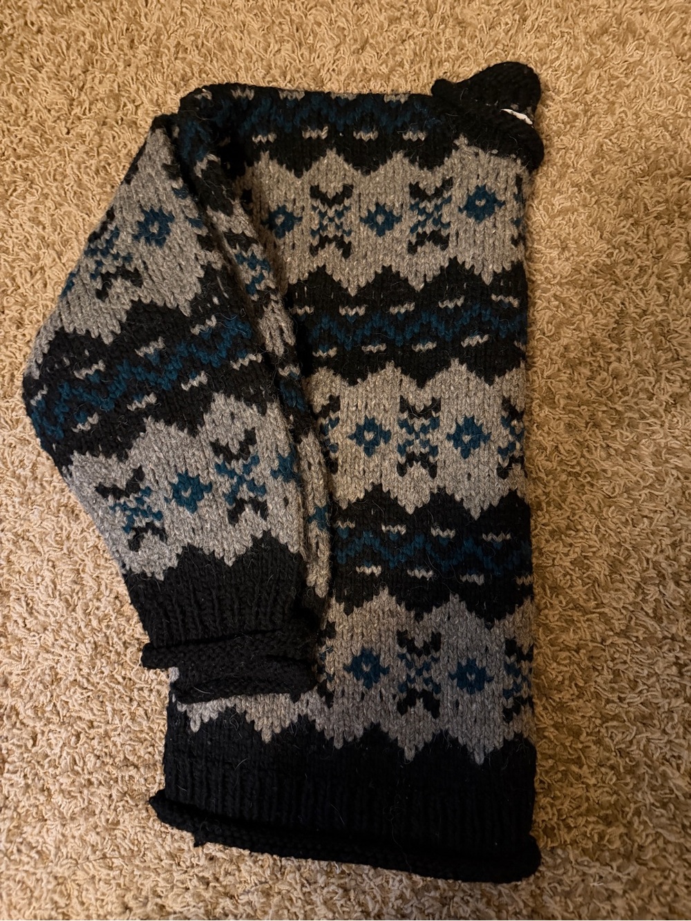 Vintage Purple Mountain Handknit Wool Fair Isle Sweater Pullover Mens M/L